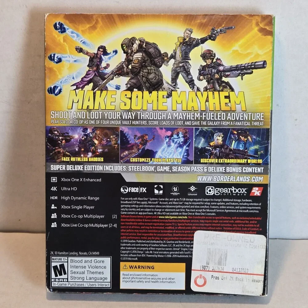 Borderlands 3: Super Deluxe Edition Microsoft Xbox One - Steel Book And CIB